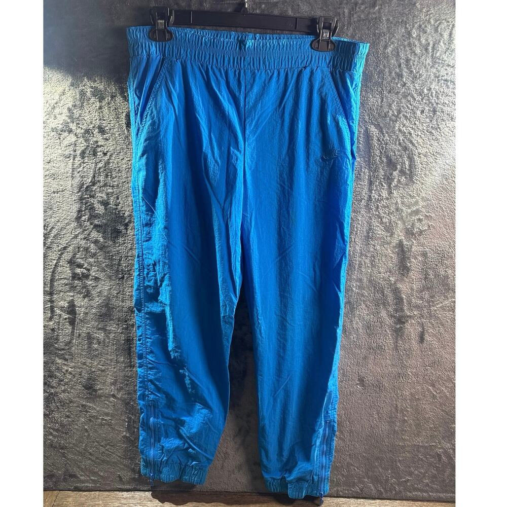VTG 90s Nike Challenge Court "swishy" nylon windbreaker track pants Small Blue